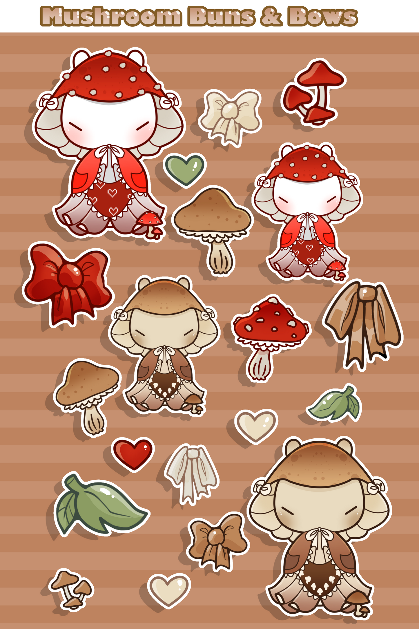 Mushroom Bunnies & Bows Sticker Sheet